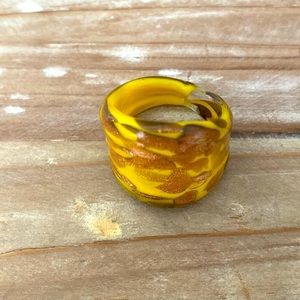 Yellow and rose gold swirled acrylic statement ring